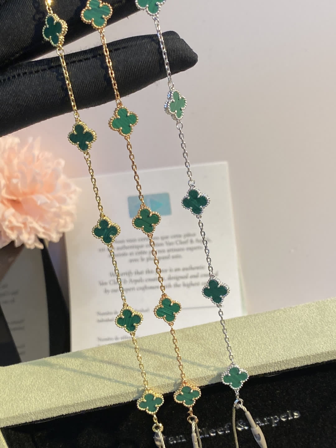 Van Cleef & Arpels Vintage Alhambra Emerald Green Enamel Bracelet